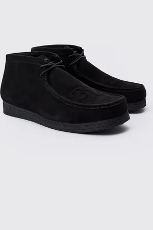 Boohoo Zapatos Negros Con Marca En Relieve Y Ante Sintético Estilo Delantal