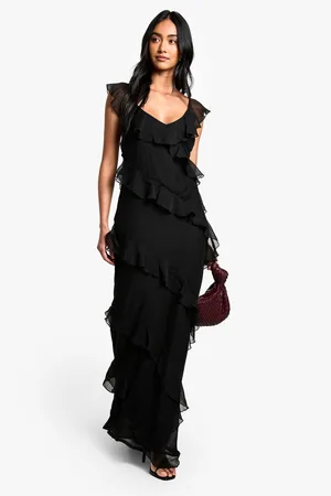 Boohoo Vestido Maxi De Tirantes Y Chifón Con Volante