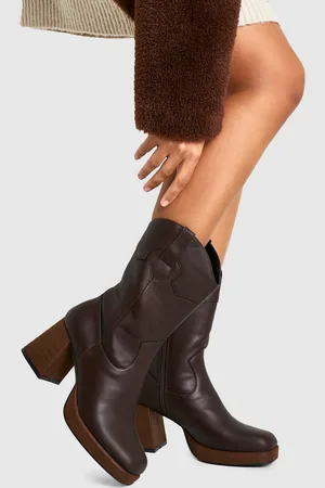 Boohoo Botas Tobilleras Con Plataforma Y Tacón De Madera