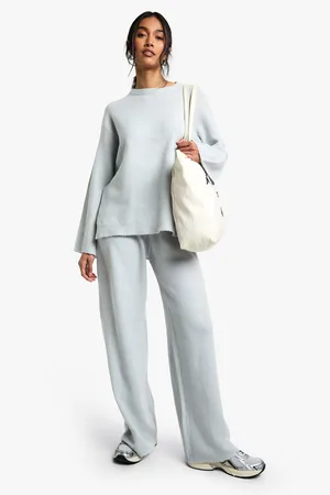Boohoo Conjunto Coordinado De Pantalón De Campana Y Jersey De Punto Suave