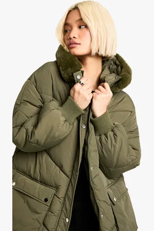 Boohoo Parka Con Capucha De Pelo Sintético