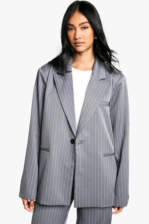 Boohoo Americana Oversize Entallada Con Raya Diplomática
