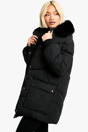 Boohoo Parka Con Capucha De Pelo Sintético