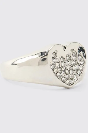 Boohoo Anillo Plateado Con Corazón