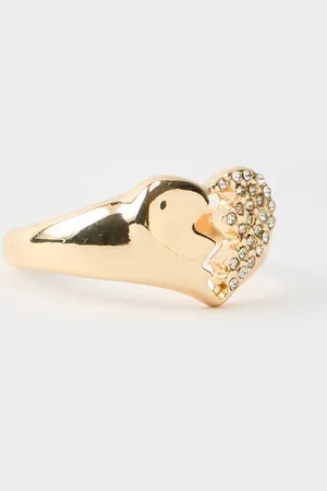 Boohoo Anillo Dorado Con Corazón Roto E Incrustaciones