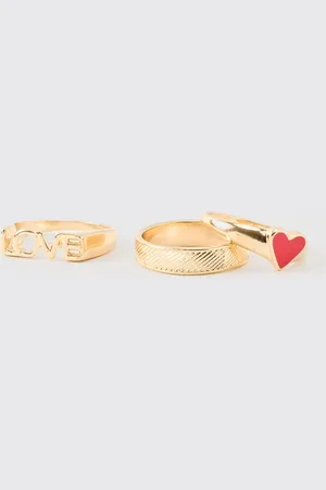 Boohoo Pack De 3 Anillos Dorados De San Valentín