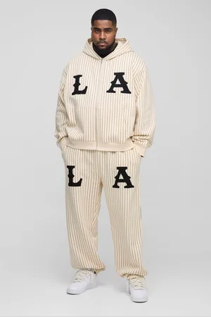 Boohoo Chándal Plus Oversize Recto Con Cremallera, Aplique La Y Rayas