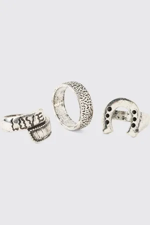 Boohoo Pack De 3 Anillos Plateados Estilo Herradura