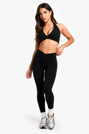 Boohoo Leggings Petite Active Premium Cruzados De Tiro Alto