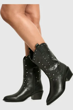 Boohoo Botas Estilo Western De Tacón Con Tachuelas Y Relieve