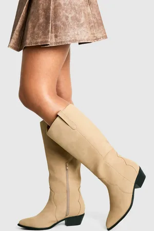 Boohoo Botas De Caña Alta Estilo Western De Nobuk Y Holgura Ancha
