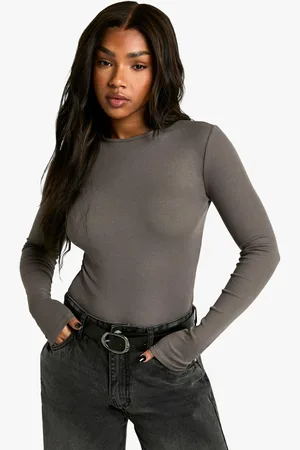 Boohoo Body Básico De Manga Larga Con Cuello De Caja