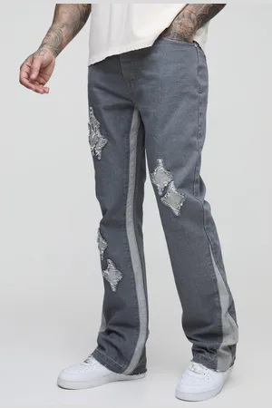 Boohoo Vaqueros Tall De Campana Ajustados Con Refuerzos Y Apliques