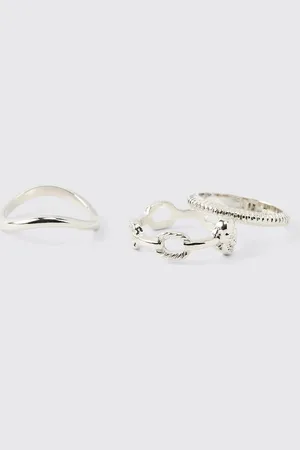 Boohoo Pack De 3 Anillos Plateados Con Calavera