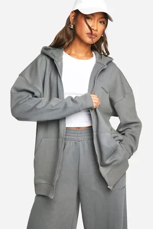 Boohoo Sudadera Oversize Con Capucha, Cremallera Y Bordado Dsgn Studio