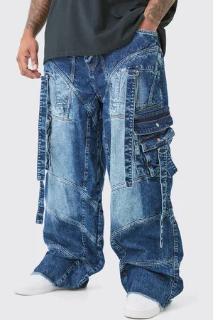 Boohoo Vaqueros Plus Holgados Sin Tratar Con Hebilla Y Tiras