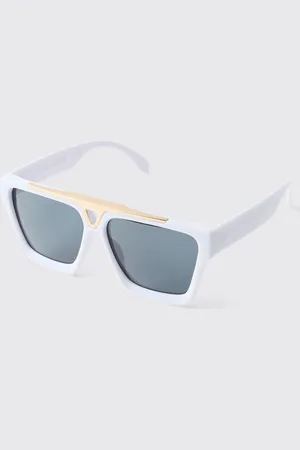 Boohoo Gafas De Sol Blancas Con Detalle Frontal Dorado
