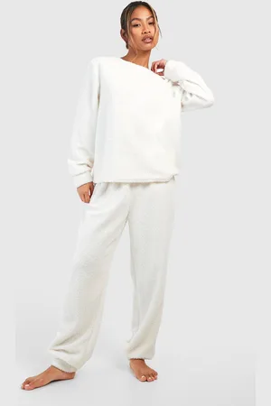 Boohoo Conjunto Hers Para Estar En Casa De Borreguito Sintético Con Pantalón Deportivo Y Top De Manga Larga