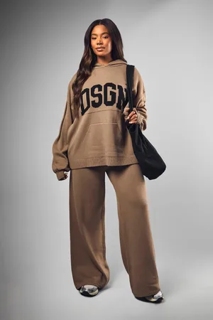 Boohoo Conjunto Coordinado Plus De Pantalón De Pernera Ancha Y Sudadera Con Capucha Dsgn Studio