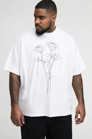 Boohoo Camiseta Plus Oversize Con Cuello Extendido Y Estampado De Dibujo De Flores
