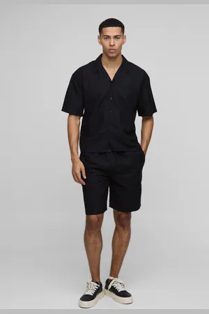 Boohoo Conjunto Oversize De Pantalón Corto Y Camisa Recta De Lino Con Solapas