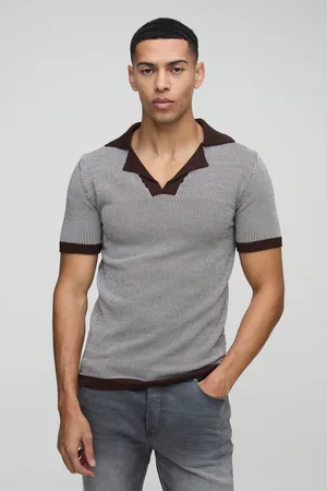 Boohoo Polo Ajustado Al Músculo De Punto Y Canalé Con Solapas Y Cuello