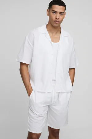 Boohoo Conjunto Oversize De Pantalón Corto Y Camisa Recta De Lino Con Solapas