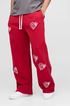 Boohoo Pantalón Deportivo De Pernera Súper Ancha Con Aplique De Corazones