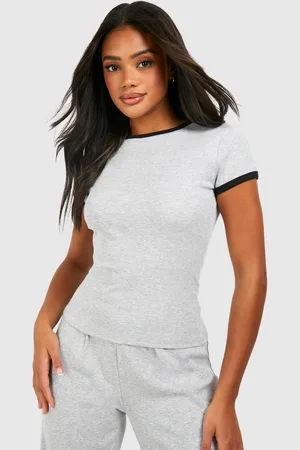 Boohoo Camiseta Para Estar En Casa Con Ribetes En Los Filos