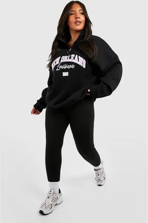 Boohoo Leggings Plus Oversize Universitarios Con Cremallera A La Mitad Y Sudadera