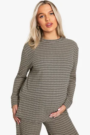 Boohoo Camiseta Premamá Oversize De Canalé Con Rayas