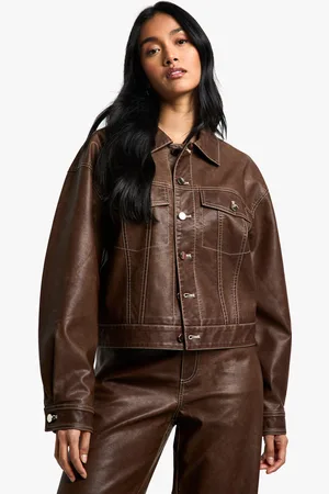 Boohoo Chaqueta Efecto Cuero Vintage