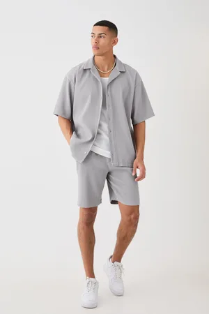 Boohoo Conjunto Oversize De Pantalón Corto Y Camisa De Manga Corta Plisada