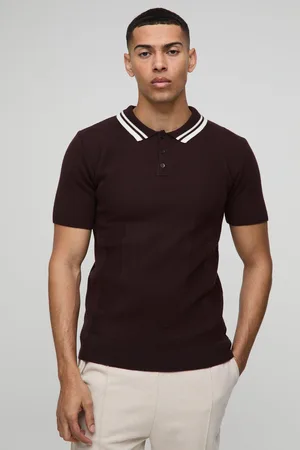 Boohoo Polo De Punto Texturizado Ajustado Al Músculo Con Raya Vertical Y Botones En El Cuello