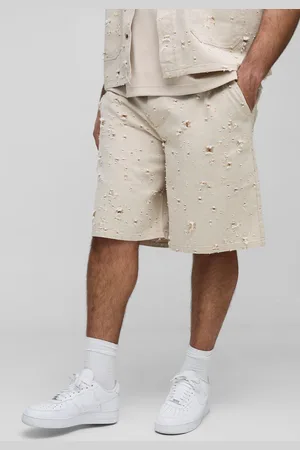 Boohoo Pantalón Corto Plus Holgado Vaquero Con Mordiscos