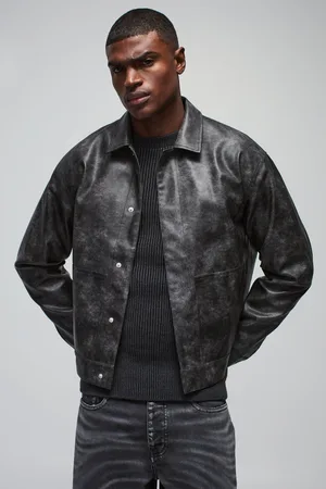 Boohoo Chaqueta Oversize Desteñida De Cuero Sintético Plisada
