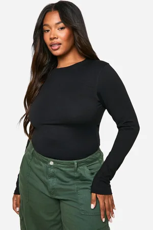 Boohoo Body Plus De Algodón Y Manga Larga Con Cuello De Caja