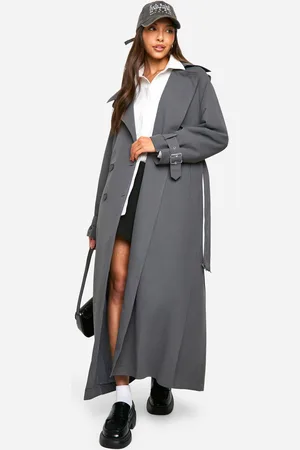 Boohoo Gabardina Oversize Con Botonadura Doble