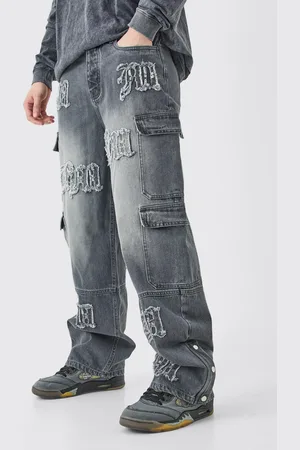 Boohoo Vaqueros Tall Holgados Sin Tratar Con Apliques Bm Y Bolsillos Cargo