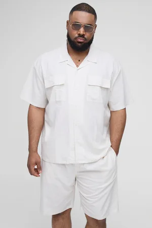 Boohoo Conjunto Plus Oversize De Pantalón Corto Y Camisa Cargo De Lino Y Manga Corta