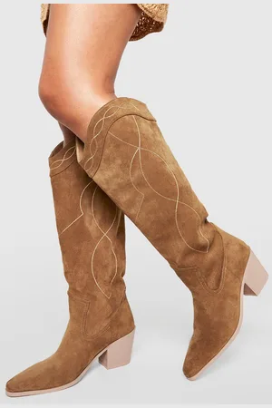 Boohoo Botas Camperas Estilo Western Informales Por La Rodilla