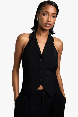 Boohoo Chaleco Entallado De Tela Con Escote Halter