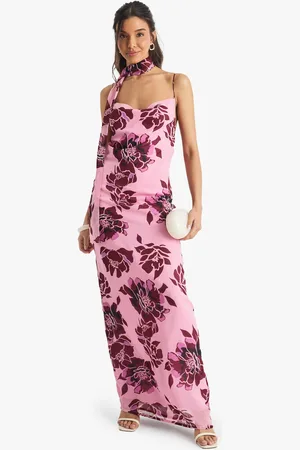 Boohoo Vestido Lencero De Chifón Con Atadura Y Estampado De Flores