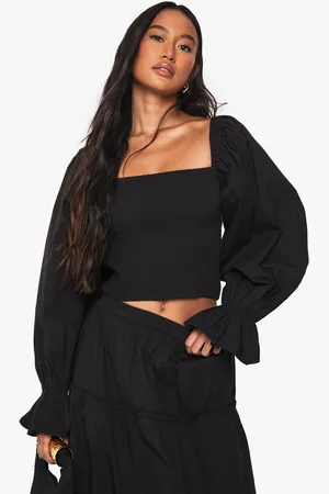 Boohoo Blusa Fruncida De Algodón Popelina