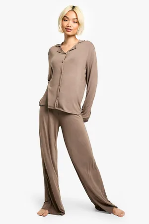 Boohoo Pantalón De Pijama De Pernera Ancha Y Tela Jersey Aterciopelada