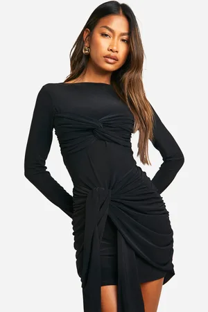 Boohoo Vestido Mini Fruncido Con Nudo
