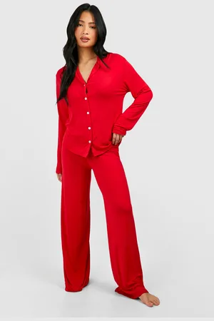 Boohoo Pijama Petite De Manga Larga Con Botones