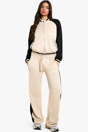 Boohoo Chándal De Pantalón Deportivo Recto Y Chaqueta Bomber De Tejido Por Urdimbre Con Colores En Bloque Y Cremallera