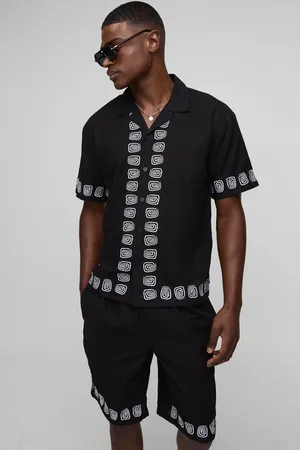 Boohoo Conjunto De Pantalón Corto Y Camisa Oversize De Mezcla De Lino Con Bordado