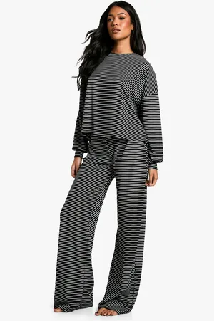 Boohoo Pijama Tall Largo De Tela Jersey Con Estampado De Rayas